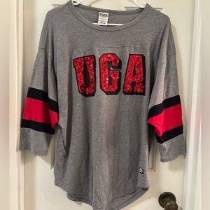 PINK Victoria's Secret Gray UGA 3/4 Sleeve Tee